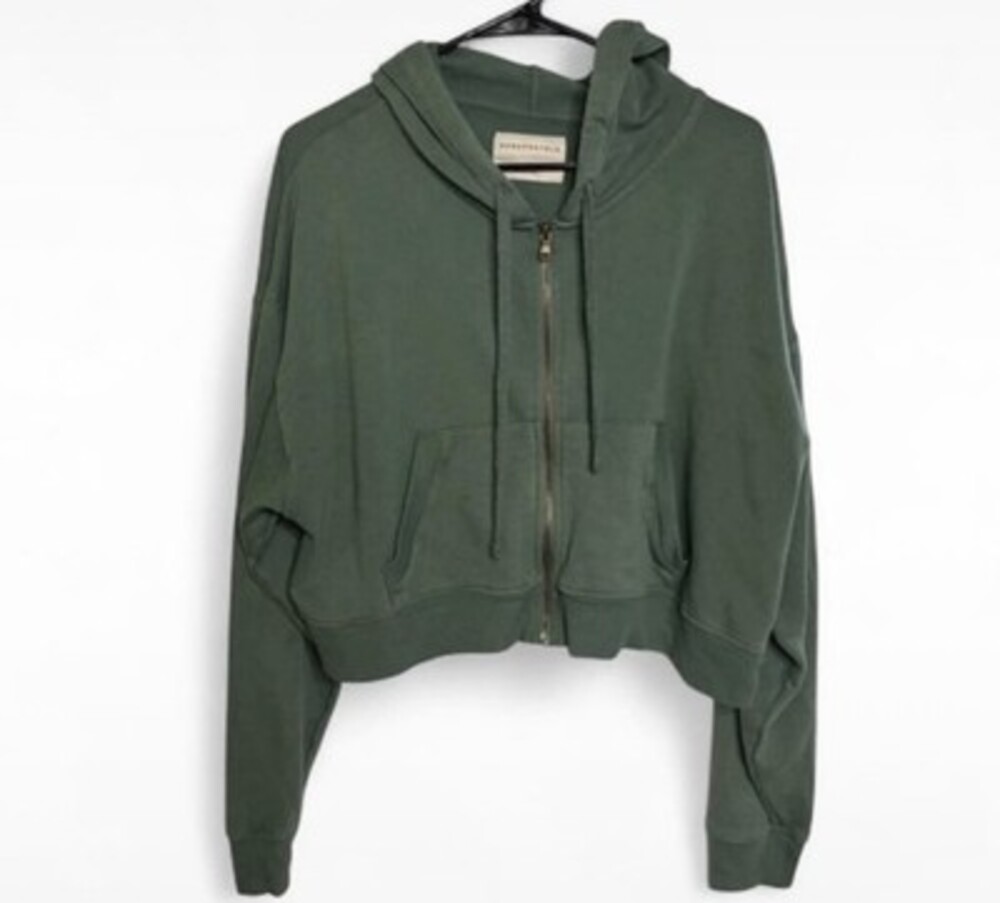 Aeropostale Women’s Small Cropped Hoodie Green Size Medium Full Zip